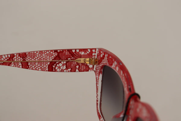 Dolce &amp; Gabbana Red Lace Acetate -suorakulmio-aurinkolasit