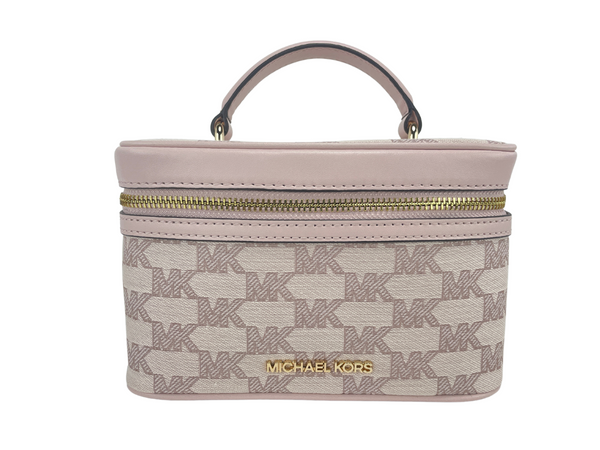 Michael Kors Jet Set Medium Powder Blush Jacquard Canvas Vetoketjullinen tavaralaukku Crossbody Bag