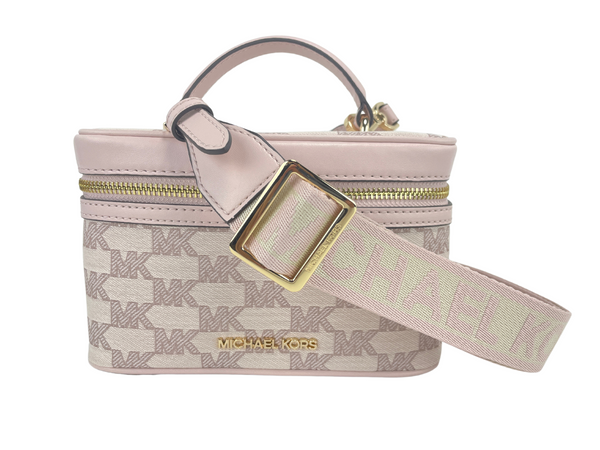 Michael Kors Jet Set Medium Powder Blush Jacquard Canvas Vetoketjullinen tavaralaukku Crossbody Bag