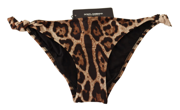 Dolce &amp; Gabbana Bikini Bottom Ruskea Leopard Print -uimapuku Uimapuku