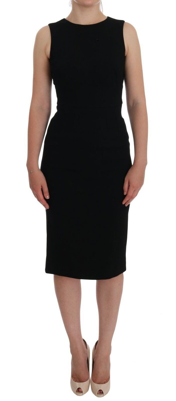 Dolce &amp; Gabbana Black Stretch Crystal Sheath -mekko