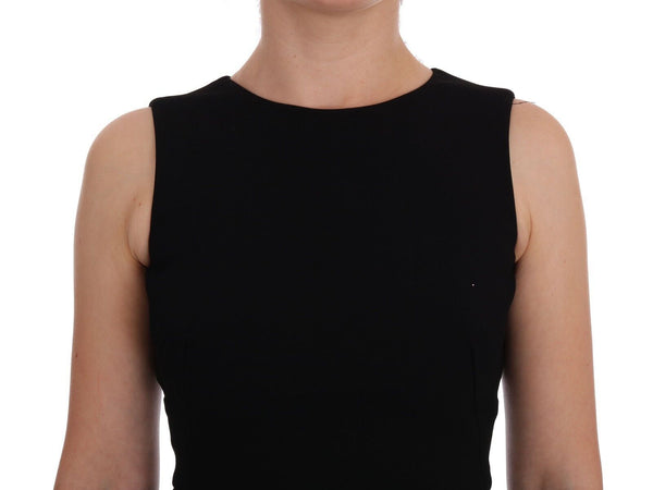 Dolce &amp; Gabbana Black Stretch Crystal Sheath -mekko