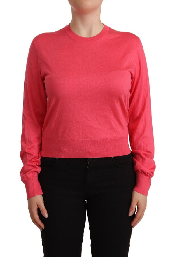 Dolce &amp; Gabbana Pink Silk Crewneck -puseropusero