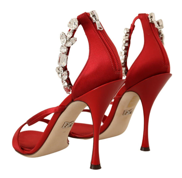 Dolce &amp; Gabbana Red Satin Crystals Sandaalit Keira Heels Shoes