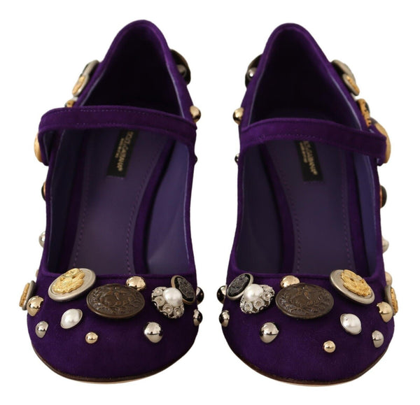 Dolce &amp; Gabbana Purple Suede koristellut Pump Mary Jane -kengät