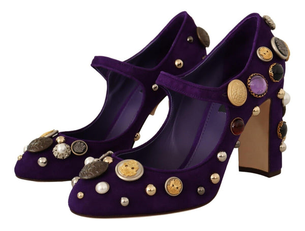 Dolce &amp; Gabbana Purple Suede koristellut Pump Mary Jane -kengät