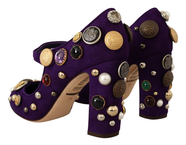 Dolce &amp; Gabbana Purple Suede koristellut Pump Mary Jane -kengät