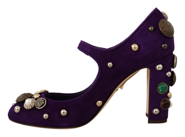 Dolce &amp; Gabbana Purple Suede koristellut Pump Mary Jane -kengät