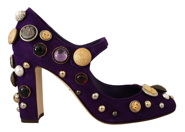 Dolce &amp; Gabbana Purple Suede koristellut Pump Mary Jane -kengät