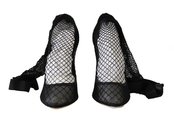 Dolce &amp; Gabbana Black Netted Sock Heels Pumps -kengät