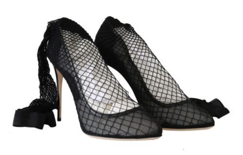 Dolce &amp; Gabbana Black Netted Sock Heels Pumps -kengät