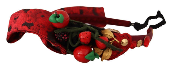 Dolce &amp; Gabbana Red Tiara Berry Fruit Crystal Bow Hair Diadem -hiuspanta