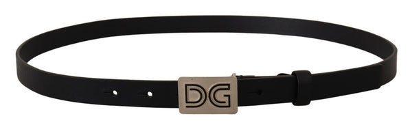 Dolce & Gabbana Elegant Black Leather Belt with Silver Buckle