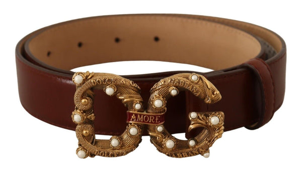 Dolce &amp; Gabbana Ruskea nahka messinki Logo solki Amore Belt