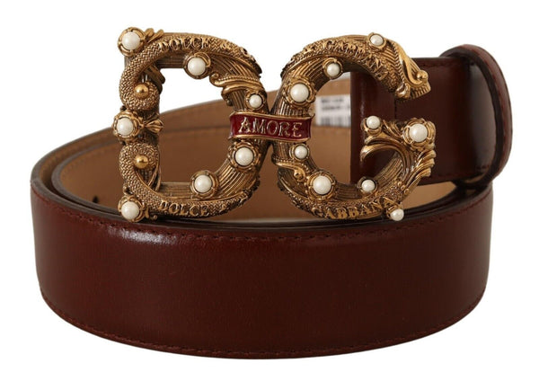 Dolce &amp; Gabbana Ruskea nahka messinki Logo solki Amore Belt