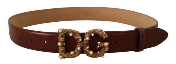 Dolce &amp; Gabbana Ruskea nahka messinki Logo solki Amore Belt