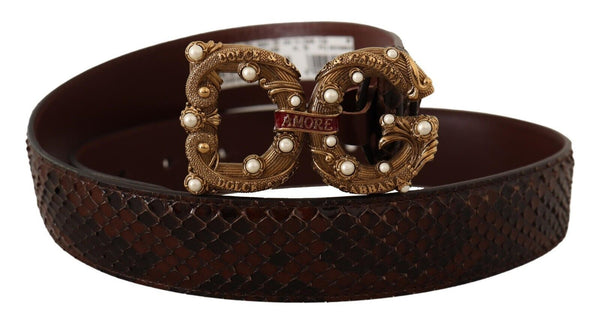 Dolce &amp; Gabbana Ruskea Eksoottinen Nahka Logo Solki Amore Belt