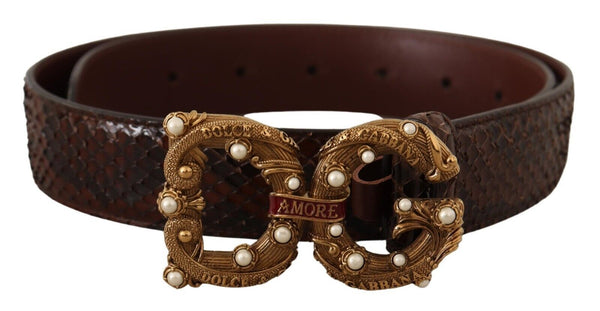 Dolce &amp; Gabbana Ruskea Eksoottinen Nahka Logo Solki Amore Belt