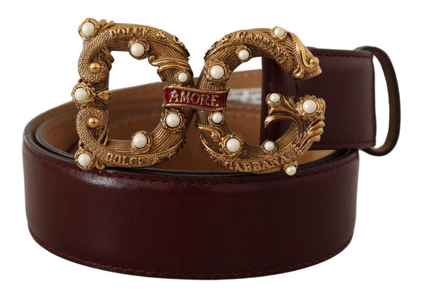 Dolce &amp; Gabbana Bordeaux nahka messinki Logo solki barokki Amore Belt