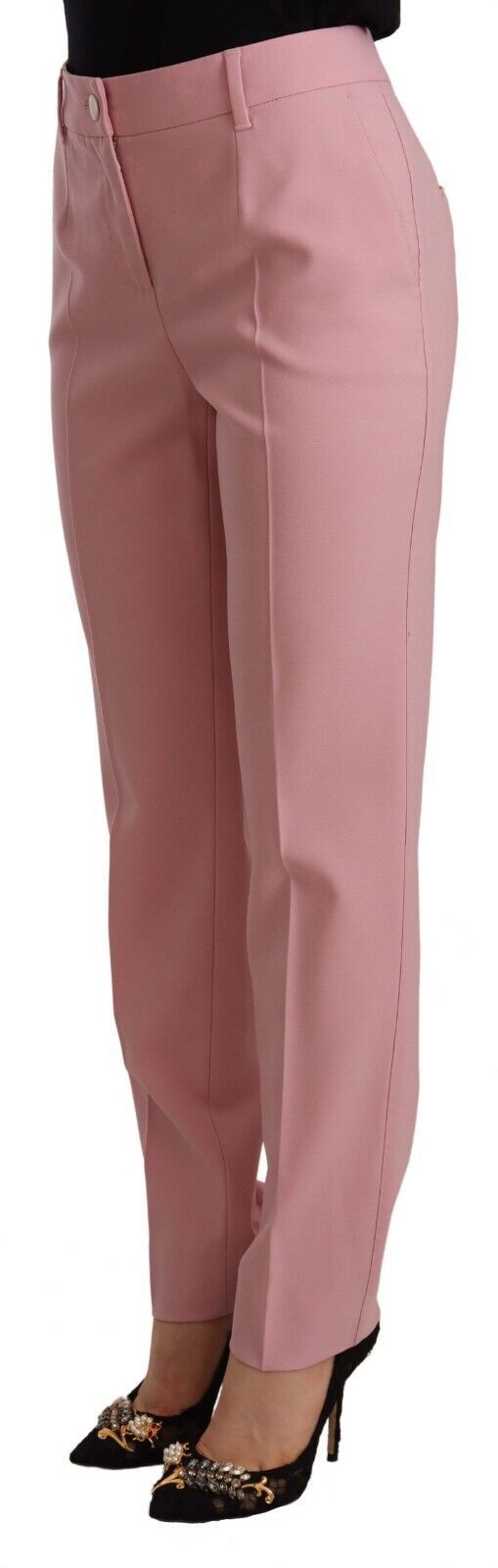 Dolce &amp; Gabbana Pink Wool Stretch korkeavyötäröiset housut