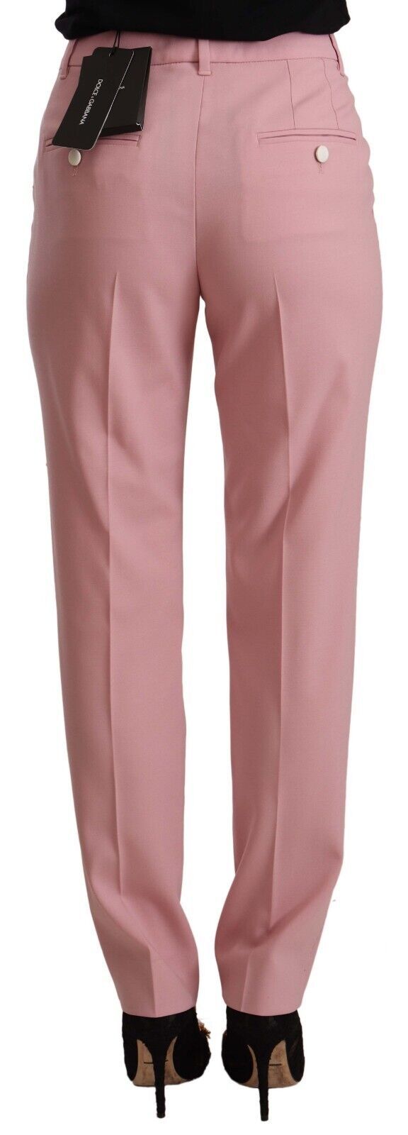 Dolce &amp; Gabbana Pink Wool Stretch korkeavyötäröiset housut