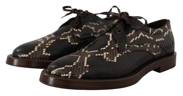 Dolce &amp; Gabbana Brown Derby Exotic Leather Miesten kengät