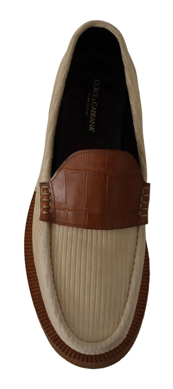 Dolce &amp; Gabbana White Brown Fox Moccasins Loafers -kengät