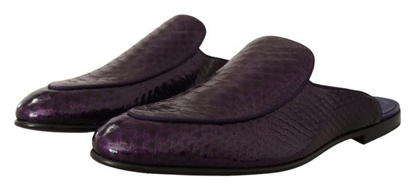 Dolce &amp; Gabbana Purple Exotic Leather Flats Slides -kengät