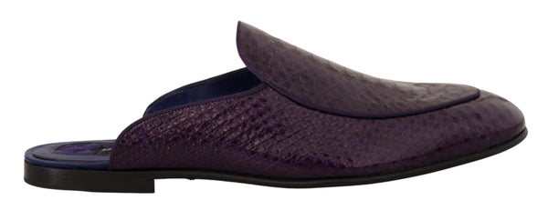 Dolce &amp; Gabbana Purple Exotic Leather Flats Slides -kengät