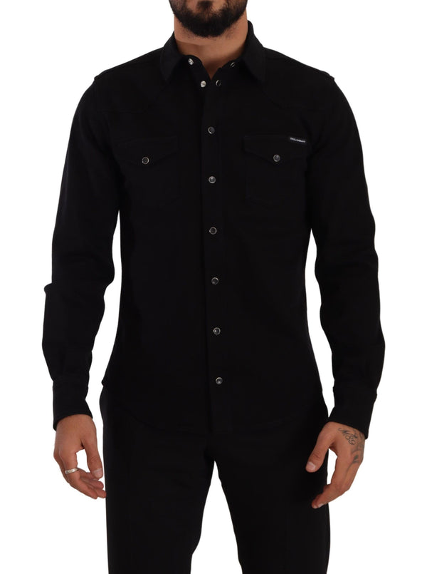 Dolce & Gabbana Slim Fit Casual Black Designer Shirt