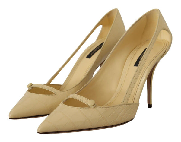 Dolce &amp; Gabbana Yellow Exotic Leather Stiletto Heel Pumps -kengät