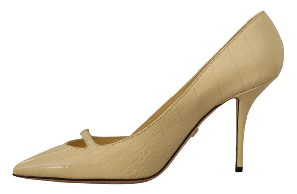 Dolce &amp; Gabbana Yellow Exotic Leather Stiletto Heel Pumps -kengät