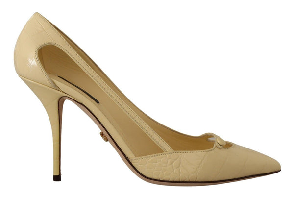 Dolce &amp; Gabbana Yellow Exotic Leather Stiletto Heel Pumps -kengät