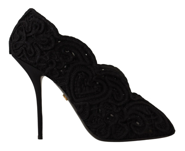 Dolce &amp; Gabbana mustat Cordonetto Ricamo Pump avokärkikengät