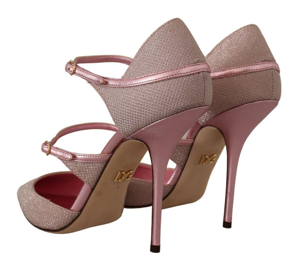 Dolce &amp; Gabbana Pink Glittered Strappy Sandaalit Mary Jane -kengät