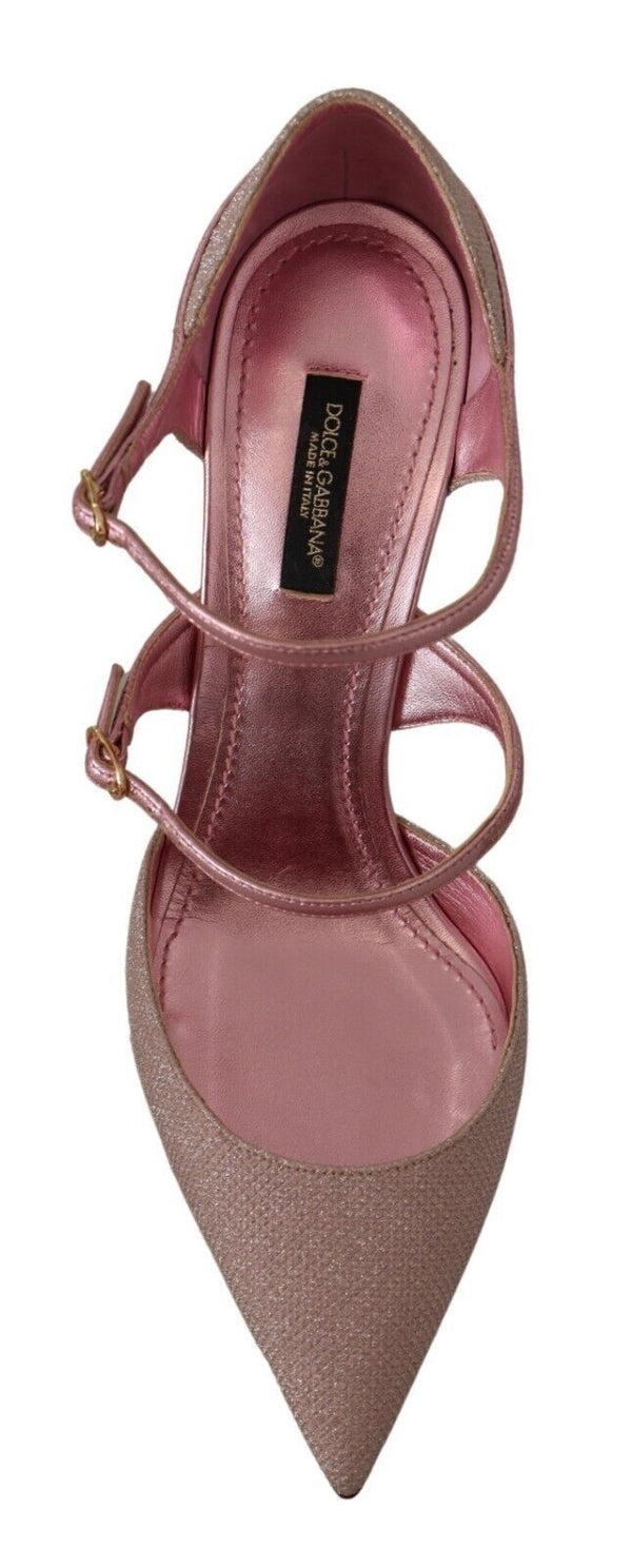 Dolce &amp; Gabbana Pink Glittered Strappy Sandaalit Mary Jane -kengät