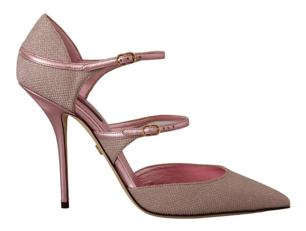 Dolce &amp; Gabbana Pink Glittered Strappy Sandaalit Mary Jane -kengät