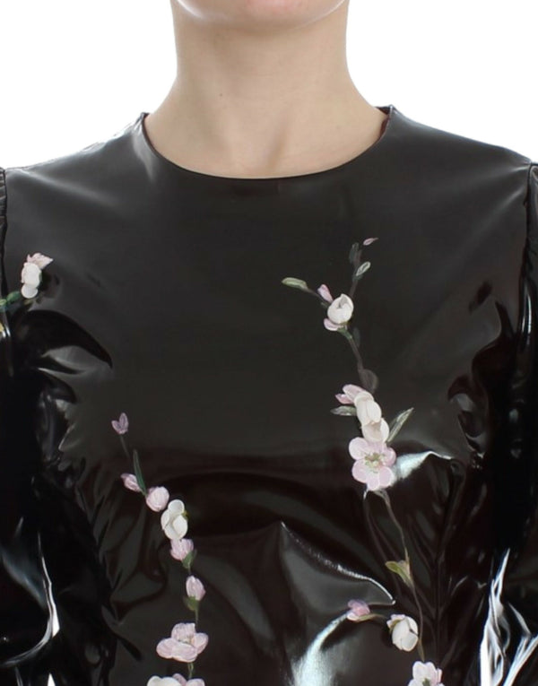 Dolce &amp; Gabbana Musta kukkainen 3/4-hihainen tuppimekko
