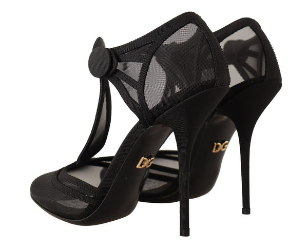 Dolce &amp; Gabbana Black Mesh T-hihna Stiletto Heels Pumps Shoes