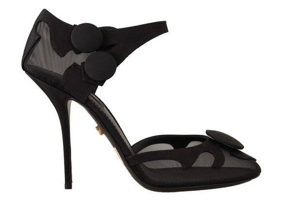 Dolce &amp; Gabbana Black Mesh Nilkkahihna Stiletto Pumps -kengät