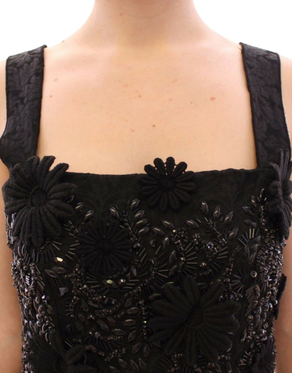 Dolce &amp; Gabbana Musta kukkakristallimekko