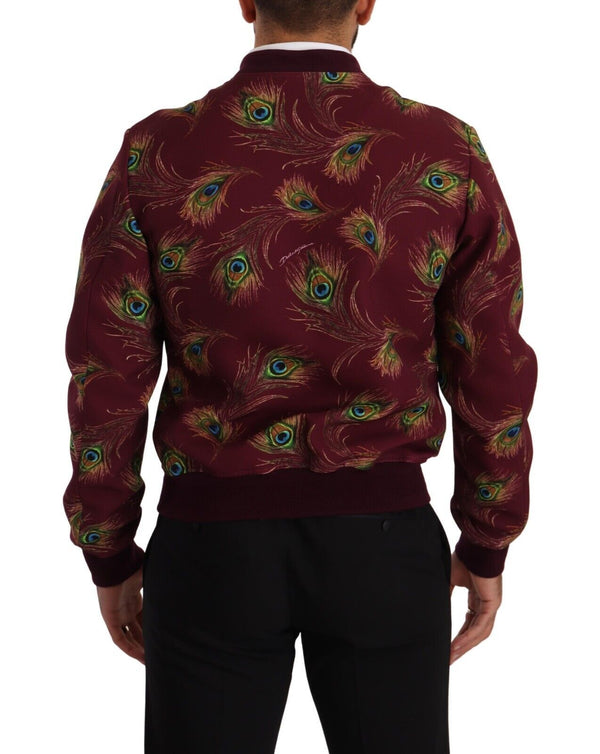 Dolce &amp; Gabbana Red Peacock Polyesteri Stretch Full Zip -takki