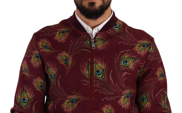 Dolce &amp; Gabbana Red Peacock Polyesteri Stretch Full Zip -takki