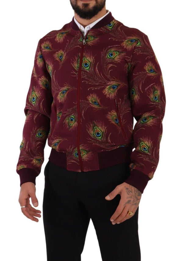 Dolce &amp; Gabbana Red Peacock Polyesteri Stretch Full Zip -takki