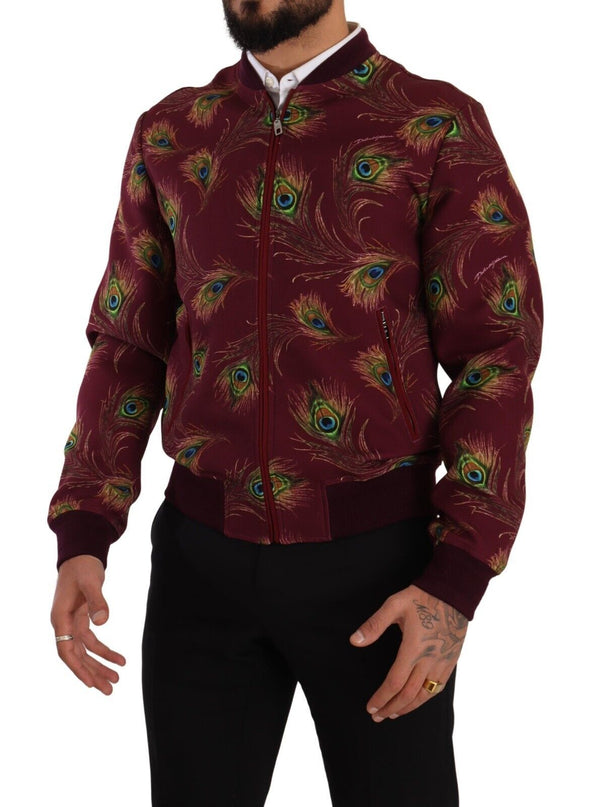 Dolce &amp; Gabbana Red Peacock Polyesteri Stretch Full Zip -takki