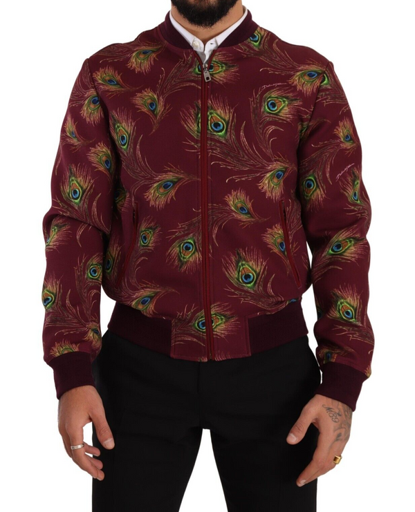 Dolce &amp; Gabbana Red Peacock Polyesteri Stretch Full Zip -takki