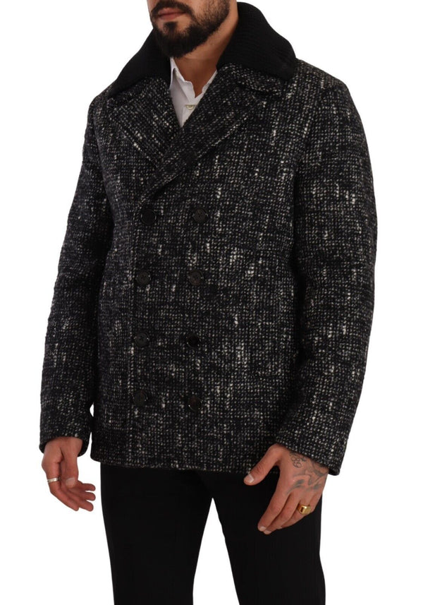 Dolce &amp; Gabbana Black Wool Double Breasted Coat Miesten takki