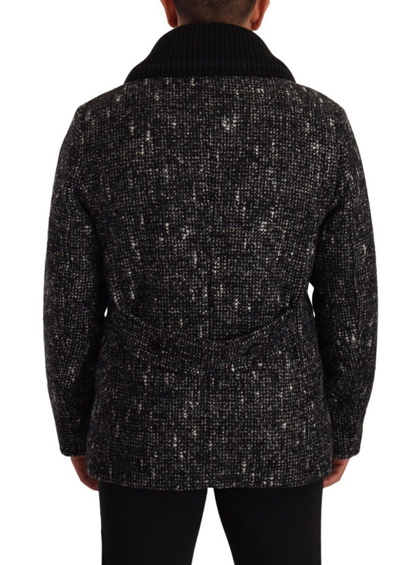 Dolce &amp; Gabbana Black Wool Double Breasted Coat Miesten takki