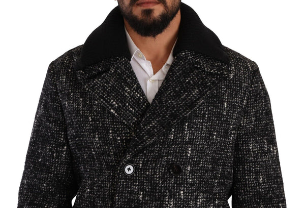 Dolce &amp; Gabbana Black Wool Double Breasted Coat Miesten takki