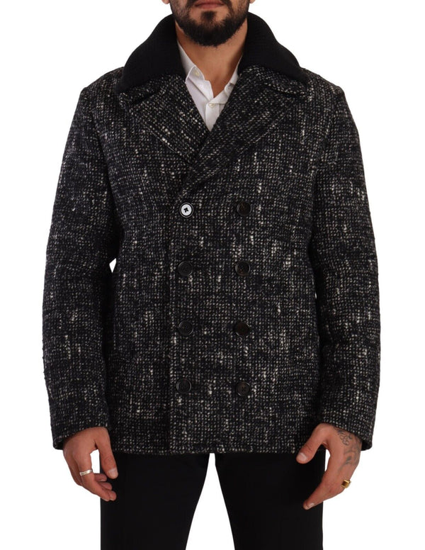 Dolce &amp; Gabbana Black Wool Double Breasted Coat Miesten takki